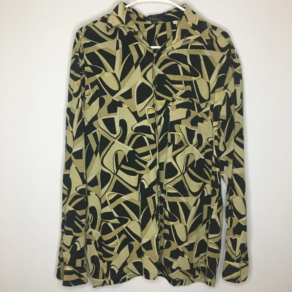 XACUS Collezioni Women’s Patterned Button Down Shirt, Large - Picture 8 of 11